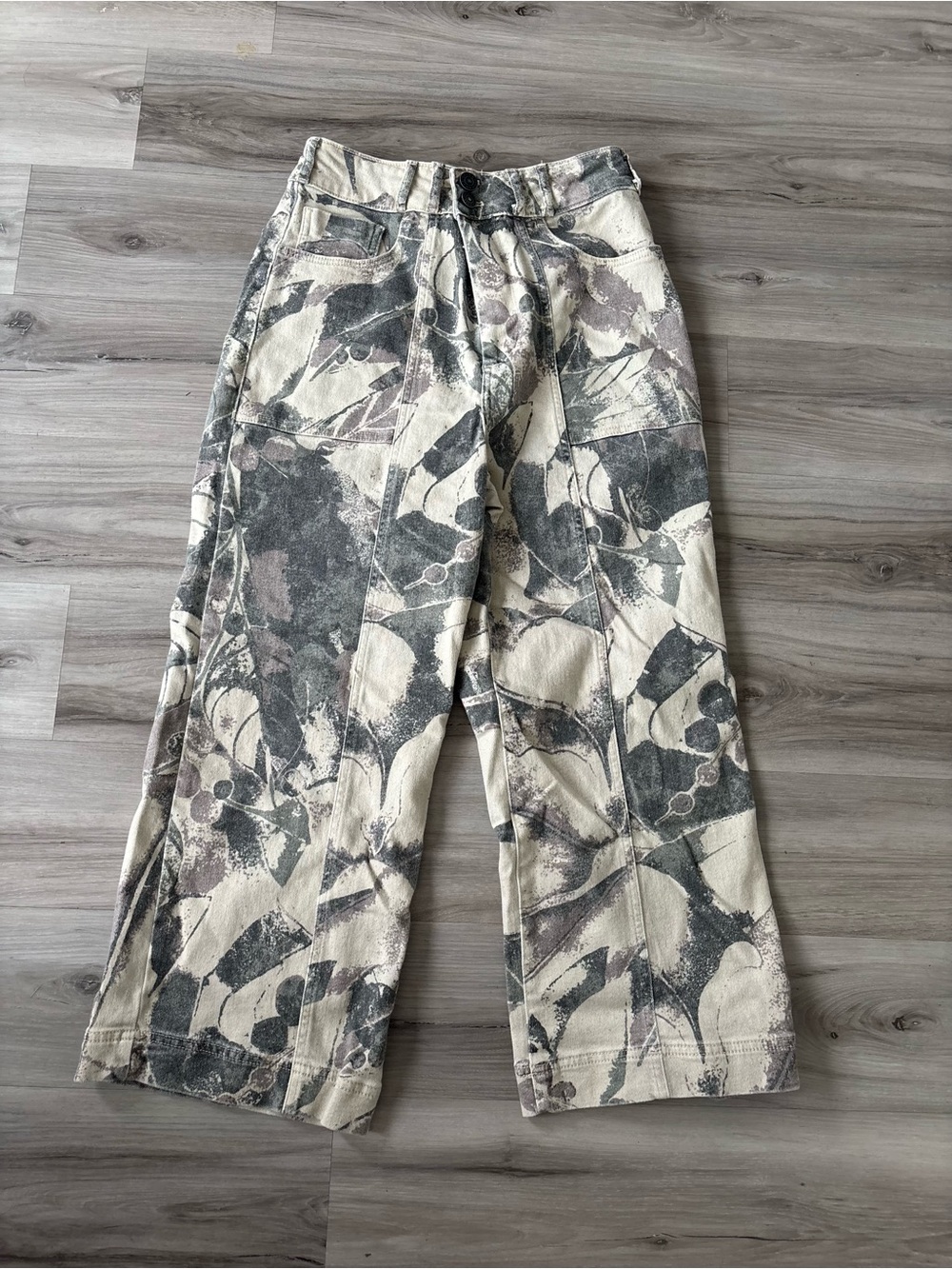 New Pilcro 32 The Skipper Camo Hig Rise Wide Leg Jeans